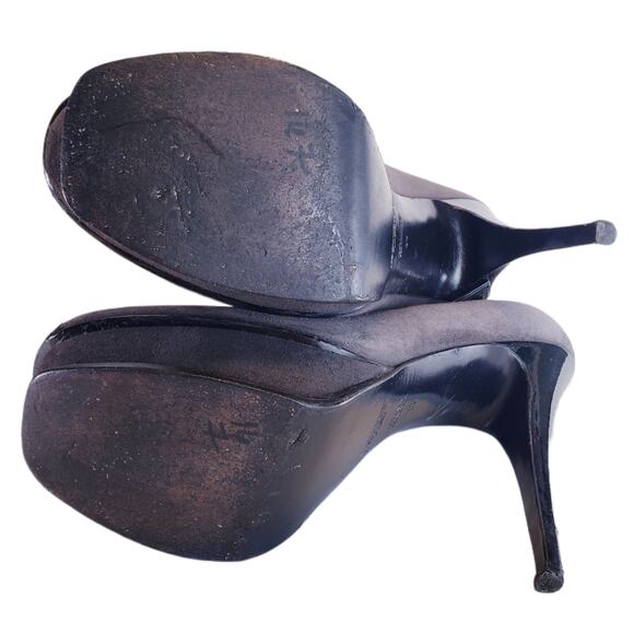 YVES SAINT LAURENT TRIBUTE MARY JANE PLATFORM PUMPS IN GRAY PATENT TRIM SIZE 8.5 - Picture 6 of 11